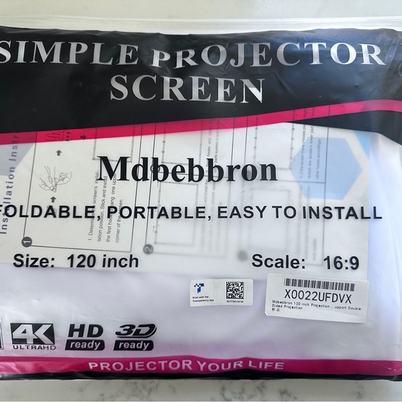 NEW 1080P Video Projector & Portable Projector Screen - Picture 3 of 3